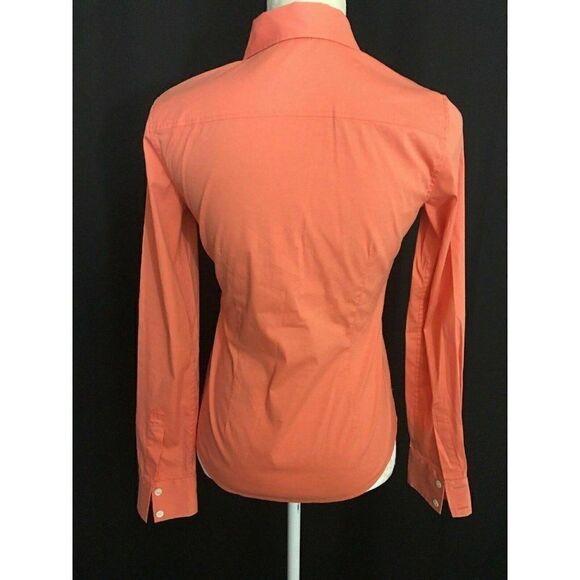 Theory Womens Coral Orange Long Sleeve Work Career Dress Shirt Top P Xs Small - Picture 4 of 6
